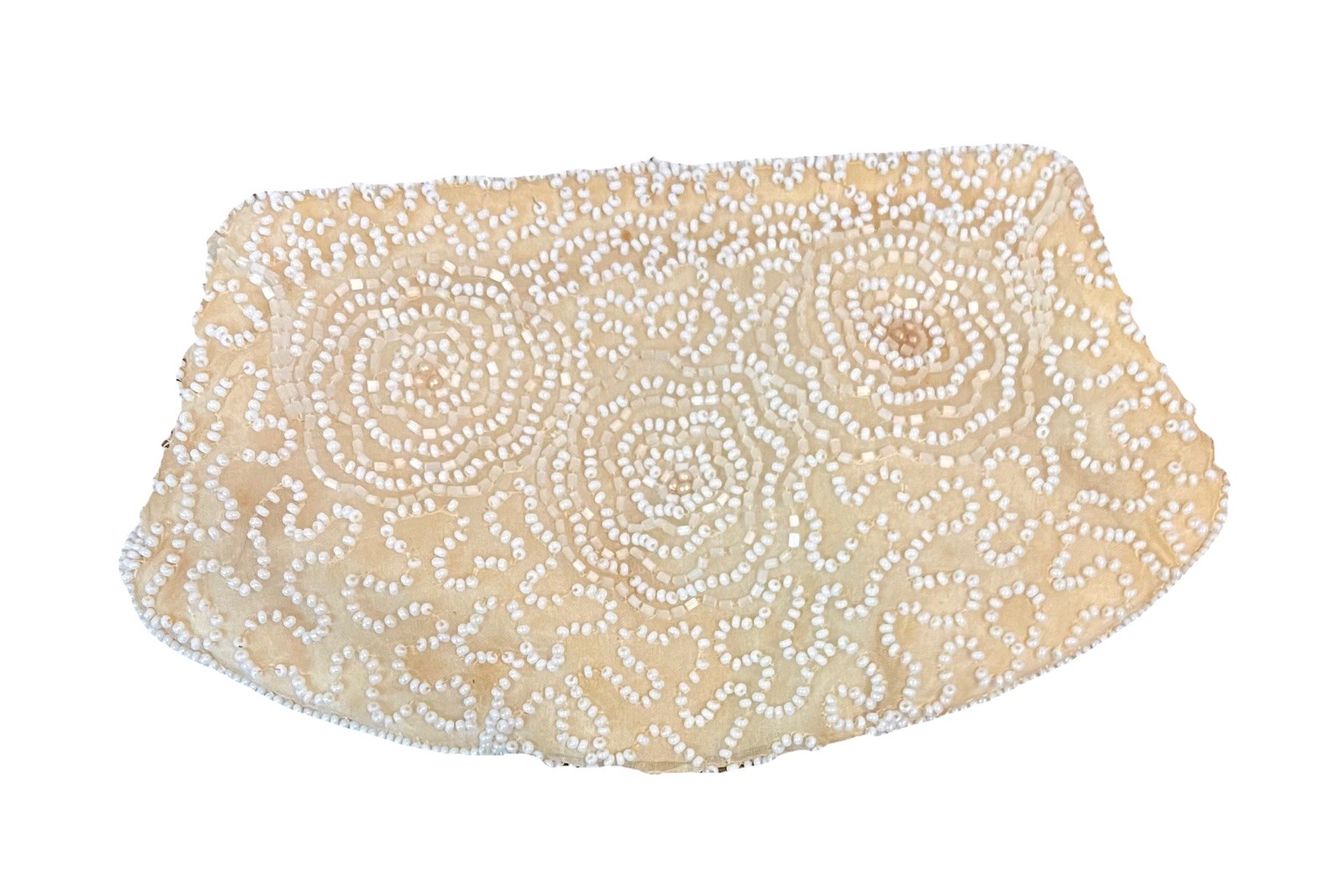 Vtg Walborg Beaded Clutch Evening Wedding Bag Hand Made in Belgium Beige cream