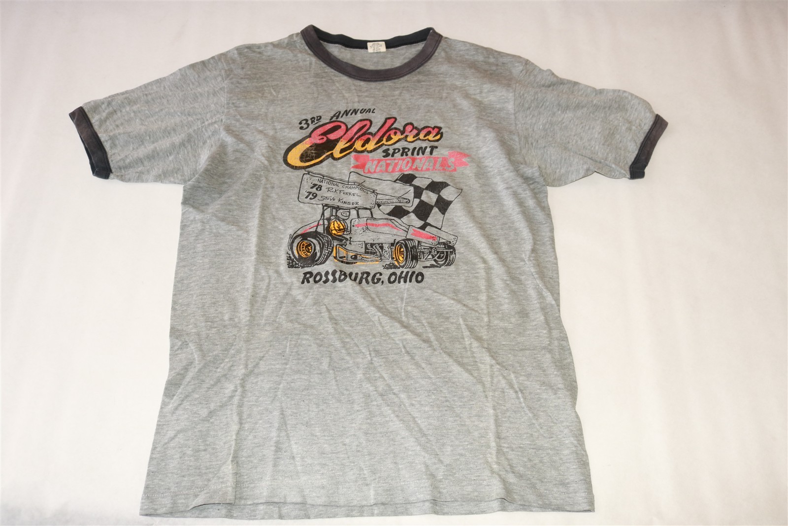 1980 SPRINT NATIONALS Eldora Speedway Vintage Single Stitch Ringer T-Shirt M