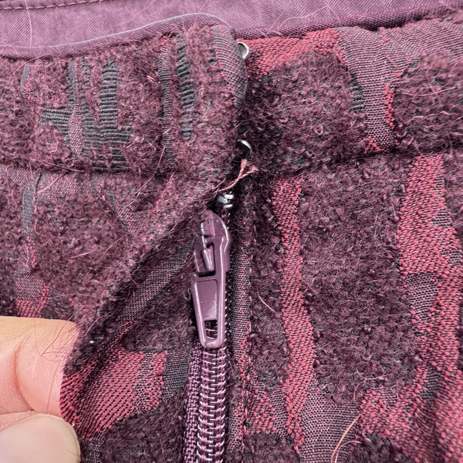 Vintage Max Mara Burgundy Jacquard Pants Sz 10 Textured Trousers Italy