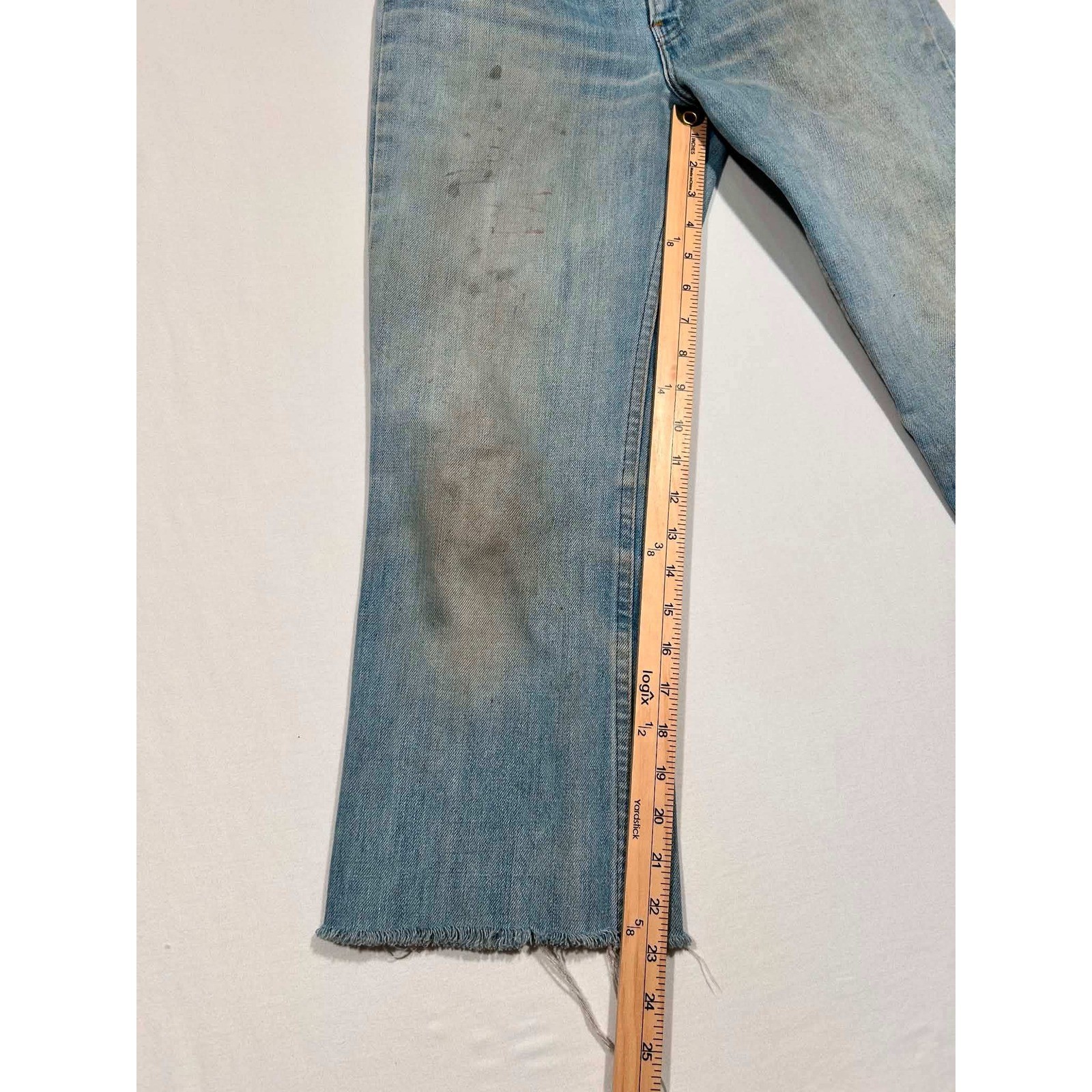 Vintage Levis 746 Bell Bottom Jeans Light Wash Distressed Flare W27 L23 70s 80s