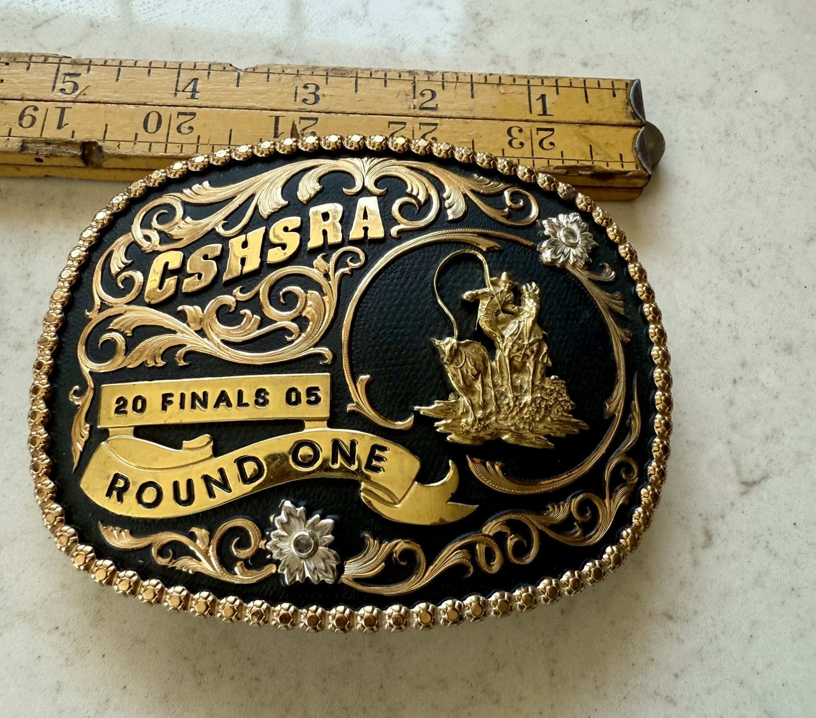 CSHSRA 2005 Round One Finals Buckle Rodeo Belt Buckle Calf Roping