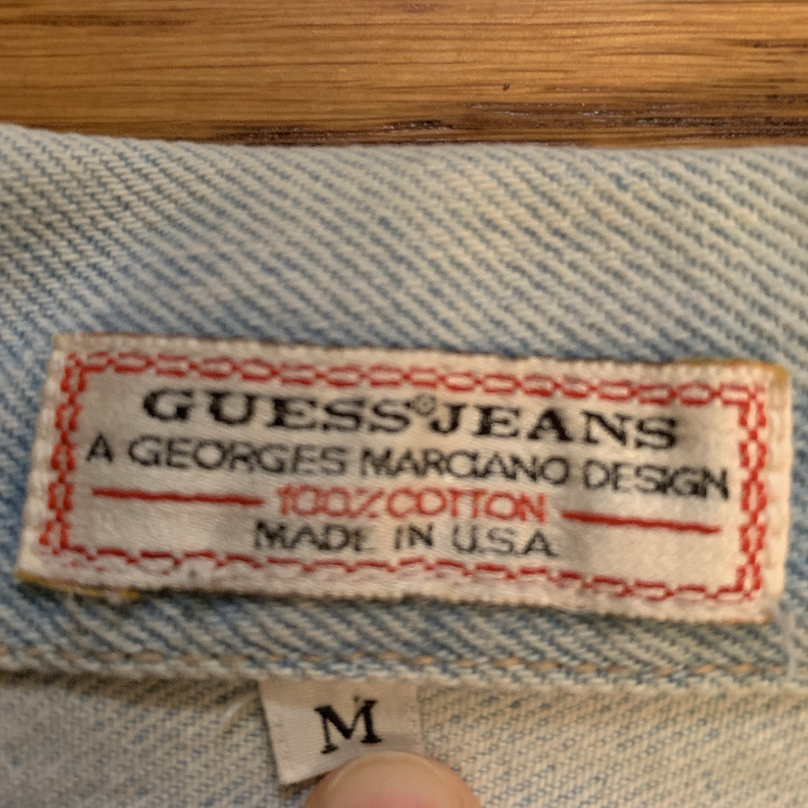 Vtg Guess Mens Jean Jacket Cropped Made USA Georges Marciano Light Blue Denim M