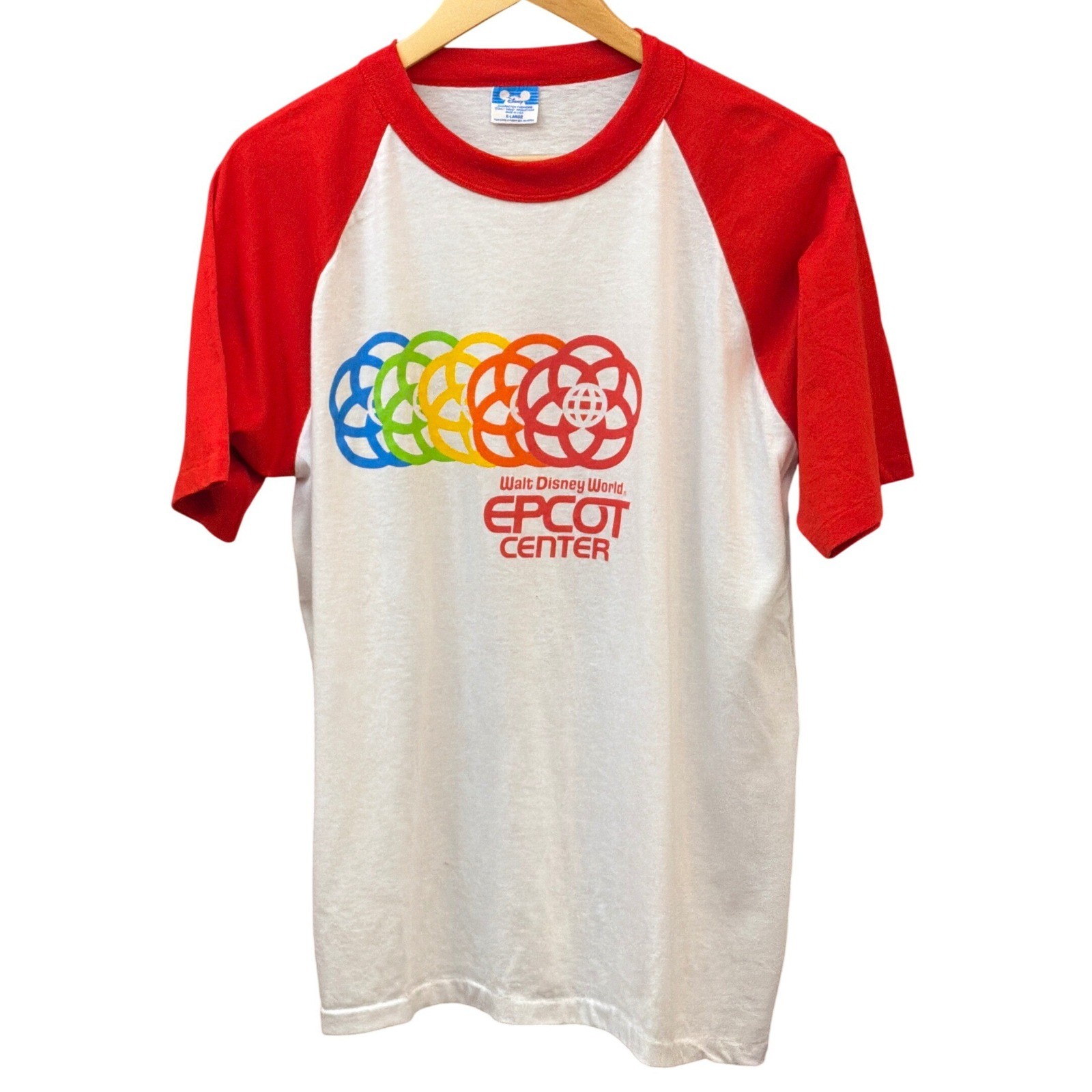 Vintage Walt Disney World Epcot Center Raglan T-Shirt Retro 80s Souvenir Tee