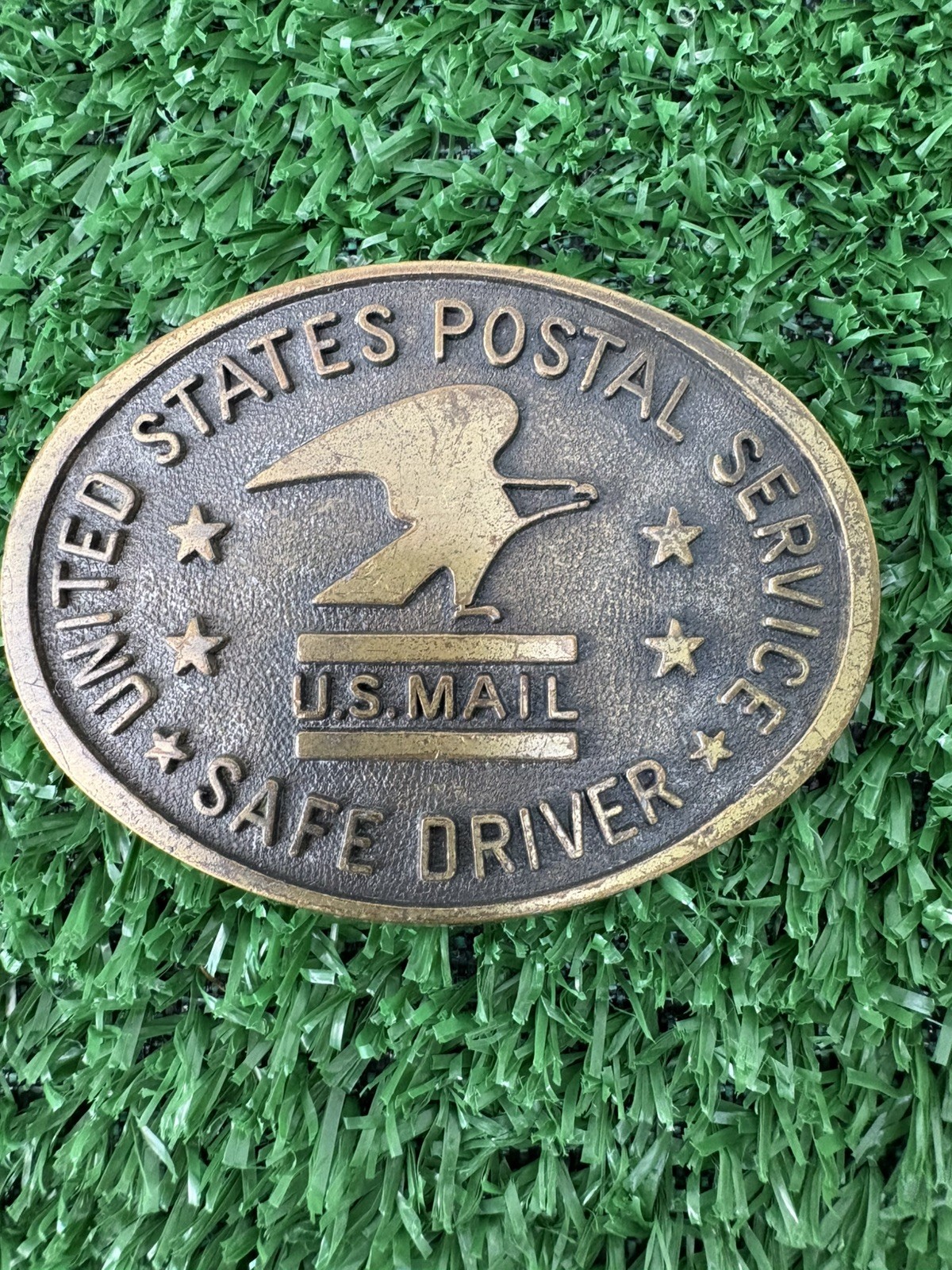 United States Postal Service USPS Safe Driver Brass Belt Buckle