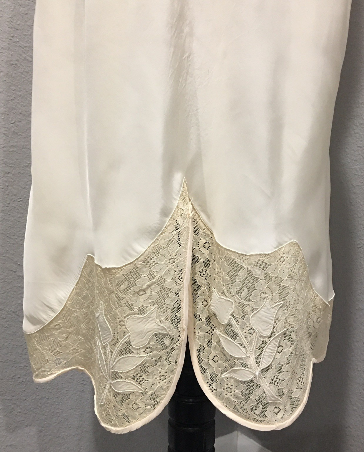 Vtg Ivory Lace Rayon Acetate Satin Nightgown Robe 36 M