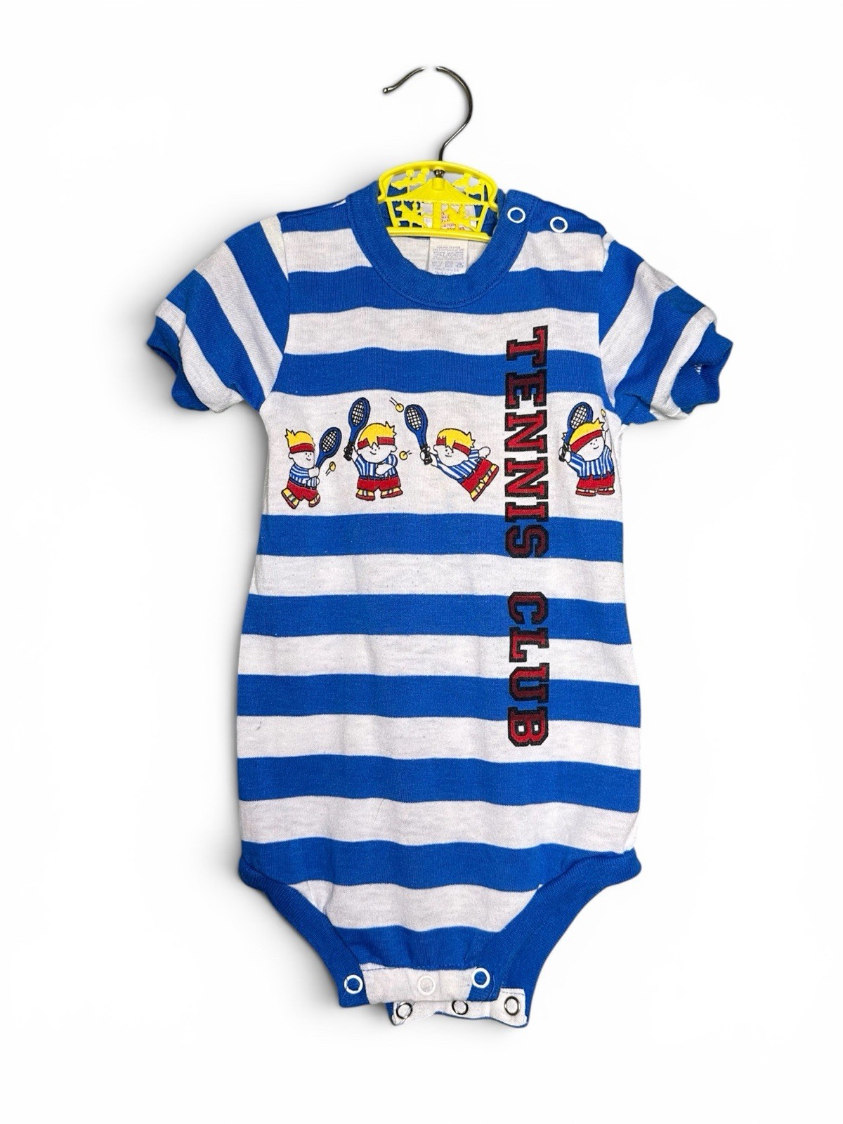 Vintage Tennis Club Baby Buster Brown 1980 Romper One Piece Size 24M Striped