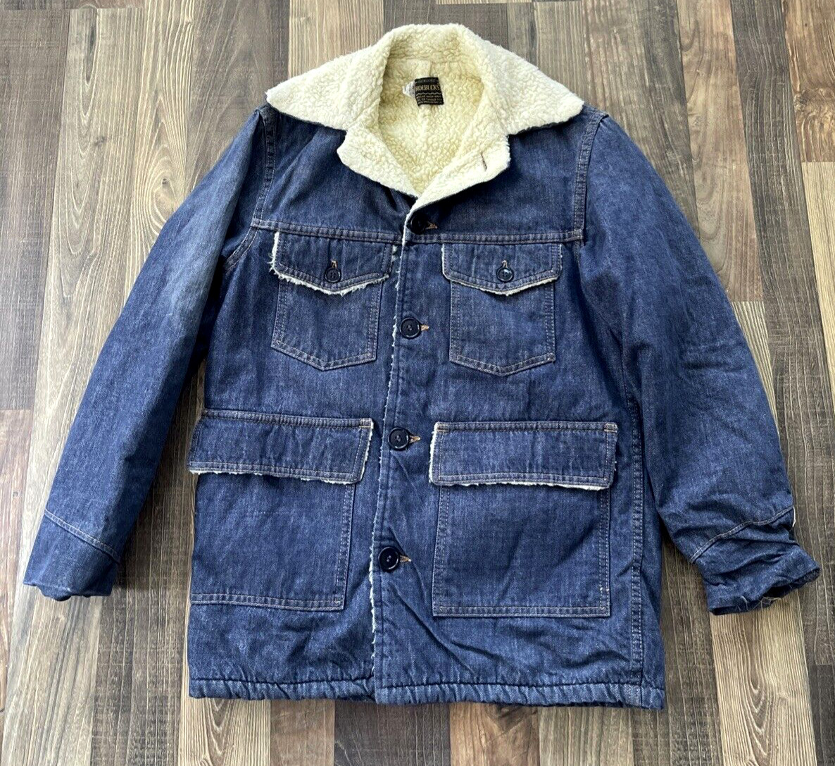 Roebucks Sears 34 R Sherpa Lined Denim Jacket Sears Ranch / Chore / Coat