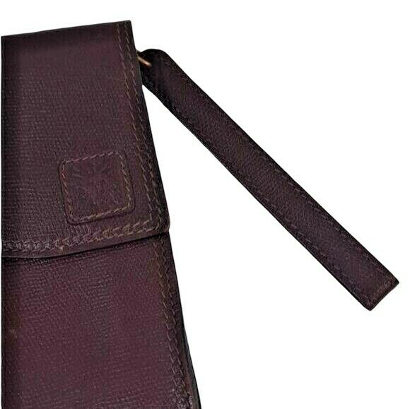 Vintage Anne Klein By Calderon Maroon Pebbled Envelope Clutch With Strap Zipper