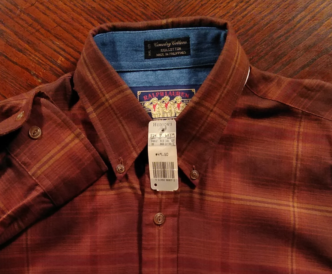 NWT Vintage 1990s CHAPS Ralph Lauren Country Cottons Plaid L/S Button Shirt MD