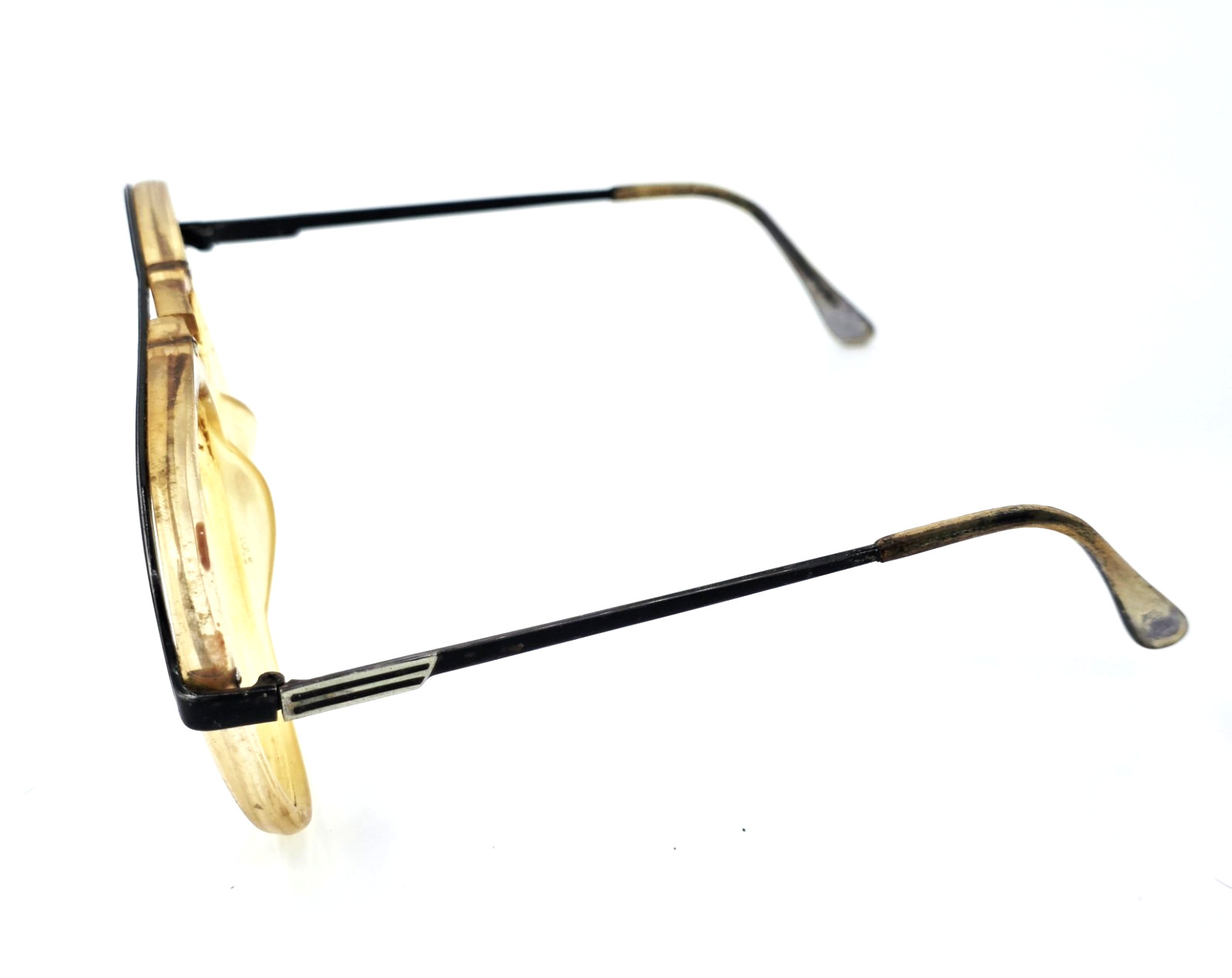 Vintage AO Aviator Pilot Retro Safety Eyeglasses Frames USA Amber 145 (Lot#202)