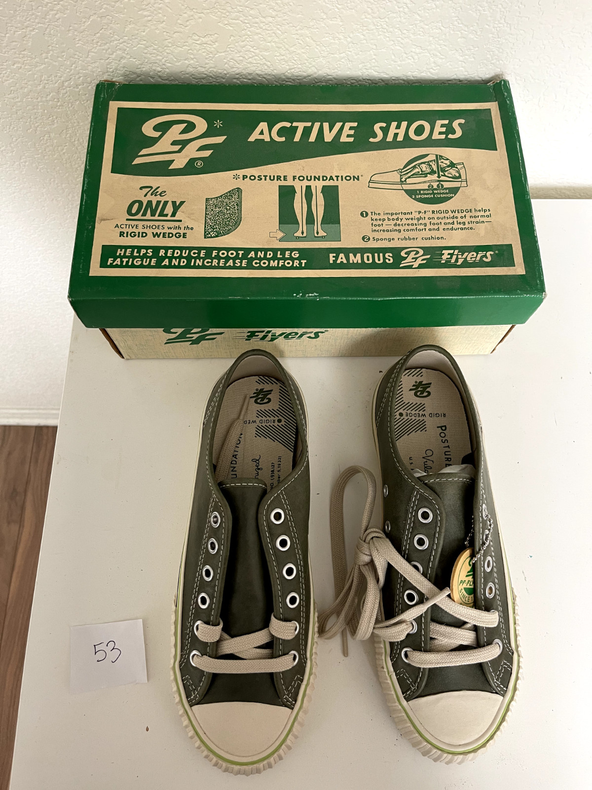 Vintage PF Flyers Center Lo Reissue Sneakers Olive Green Size 8 ½