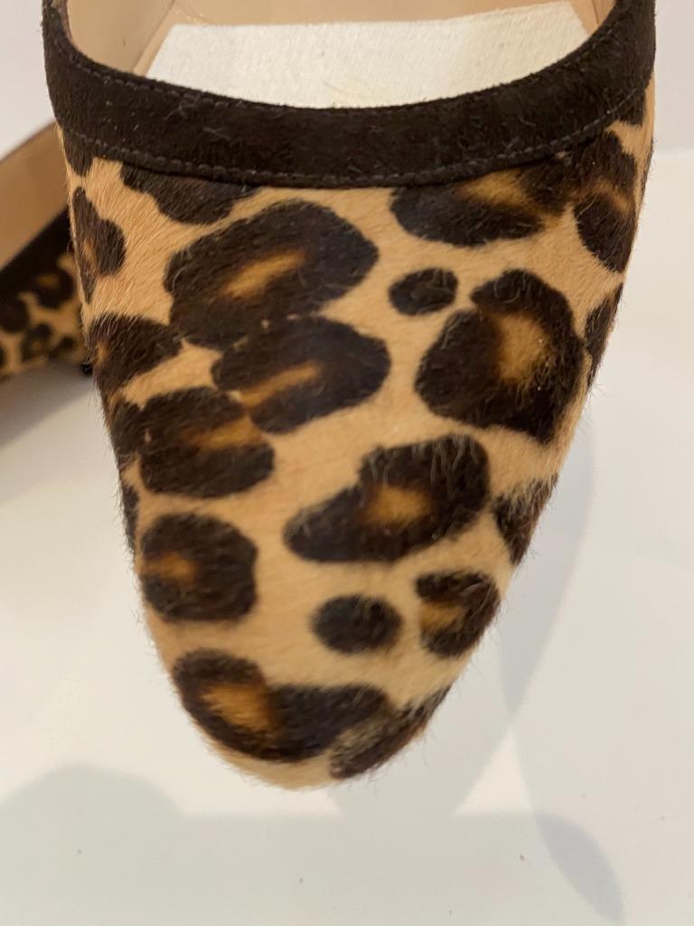 Manolo Blahnik Vtg Shoes Leopard Pony Congo Ballet Flat 5-1/2 Bergdorf $515 Box