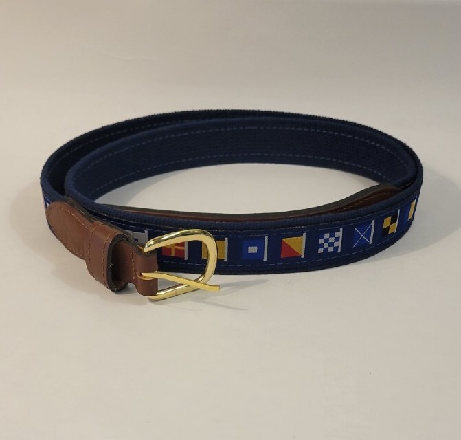 Zep Pro VTG Nautical Flags Belt Canvas Leather Sailing Boating Yacht Club NEW