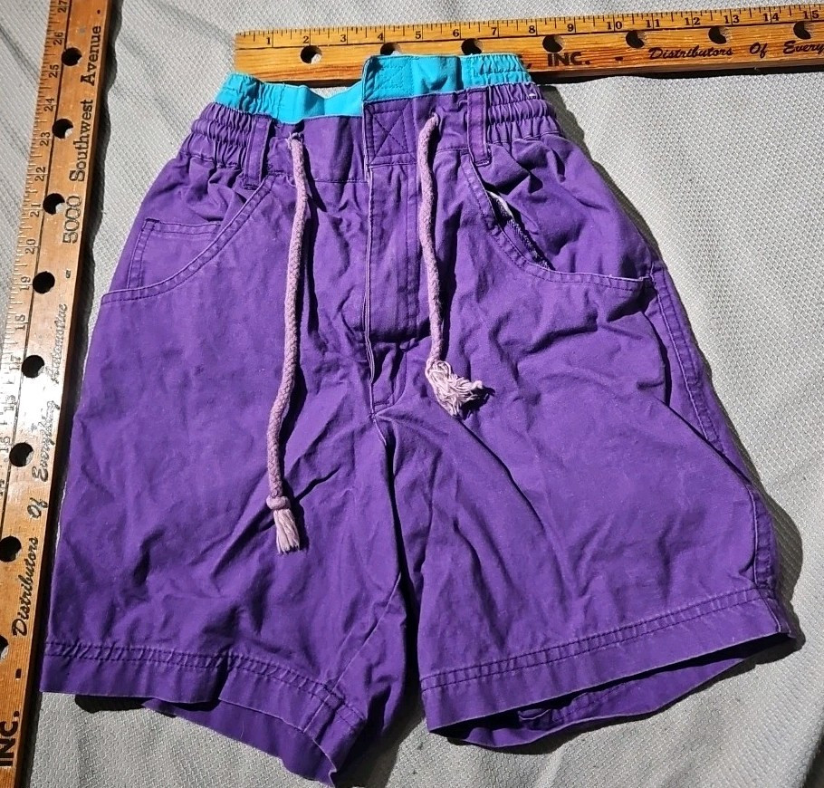 Vintage Rigoletto Shorts Youth Size 8 Medium Purple 1980s Drawstring