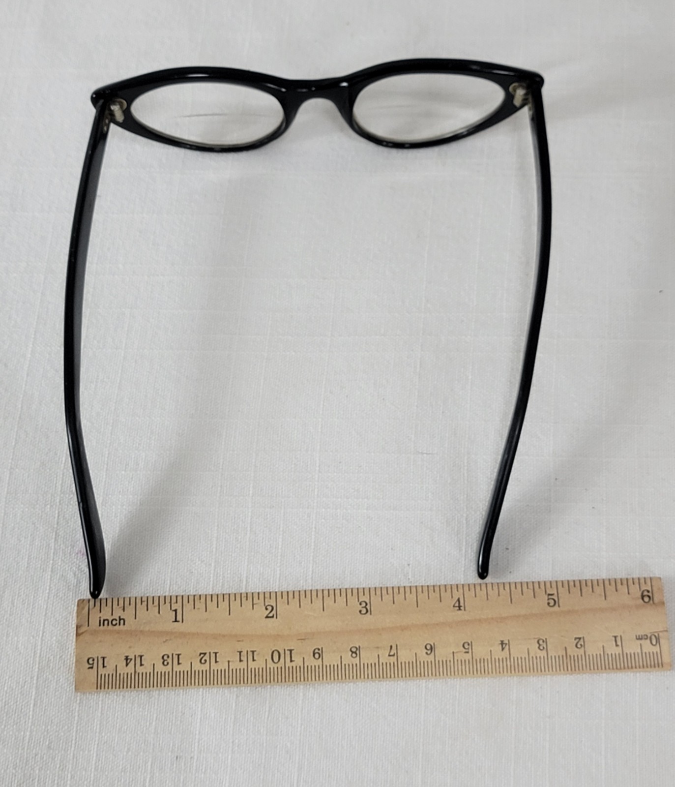 Vintage 1960s SAFILO Fedra Rhinestone Cat Eye Glasses Black Frame Italy 5 3/4″