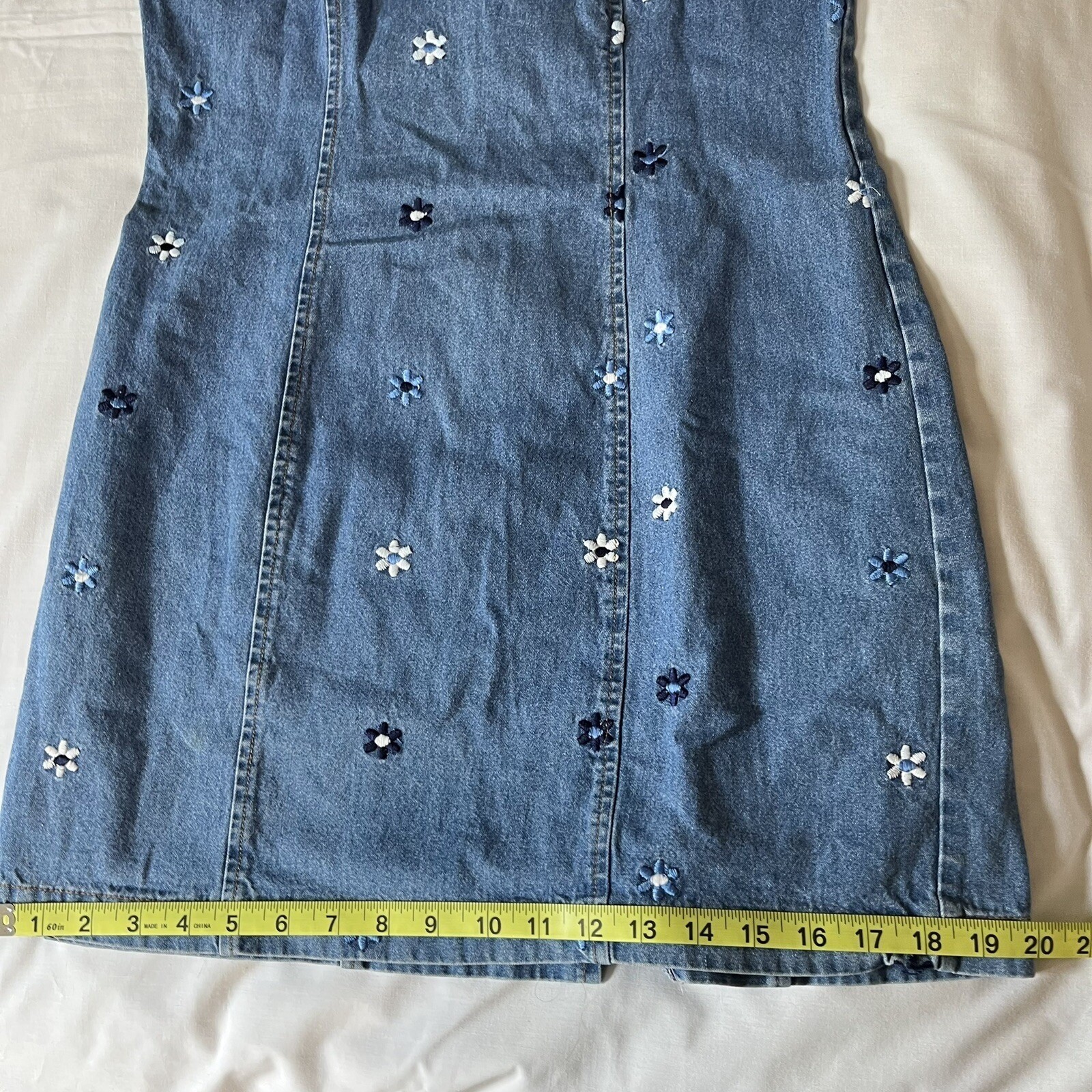 Vintage 90’s California Concepts Size 7 Denim Flower Dress Y2K Juniors Small