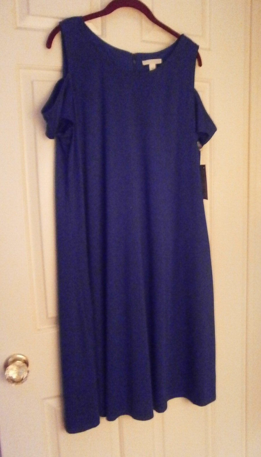 Dana Buchman Purple Short Sleeve Cold Shoulder A-Line Dress NWT Size XL