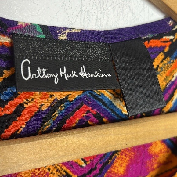 Anthony Mark Hankins Art to Wear Boho Novelty Tribal Print Colorful Blouse