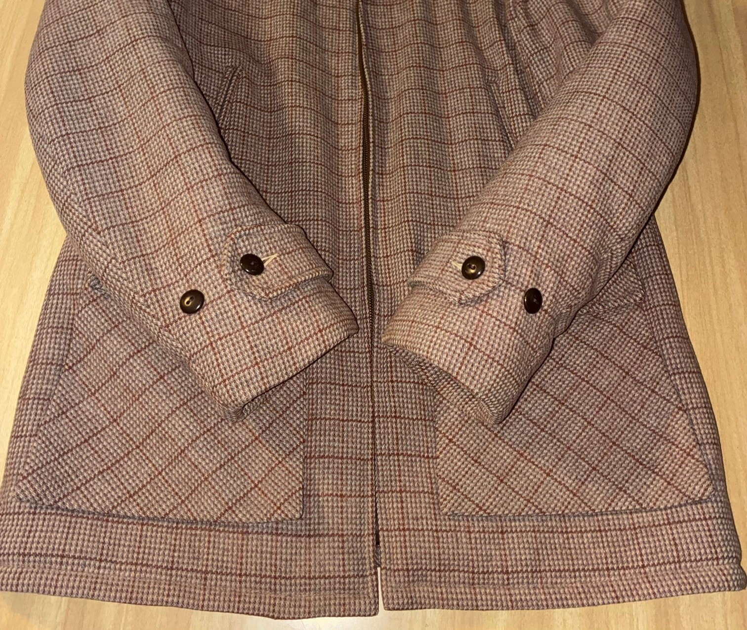 Vtg 40/50s CHIPPEWA Woolen Mills Wis. Beige/Cream Tweed Plaid Wool Jacket Atomic