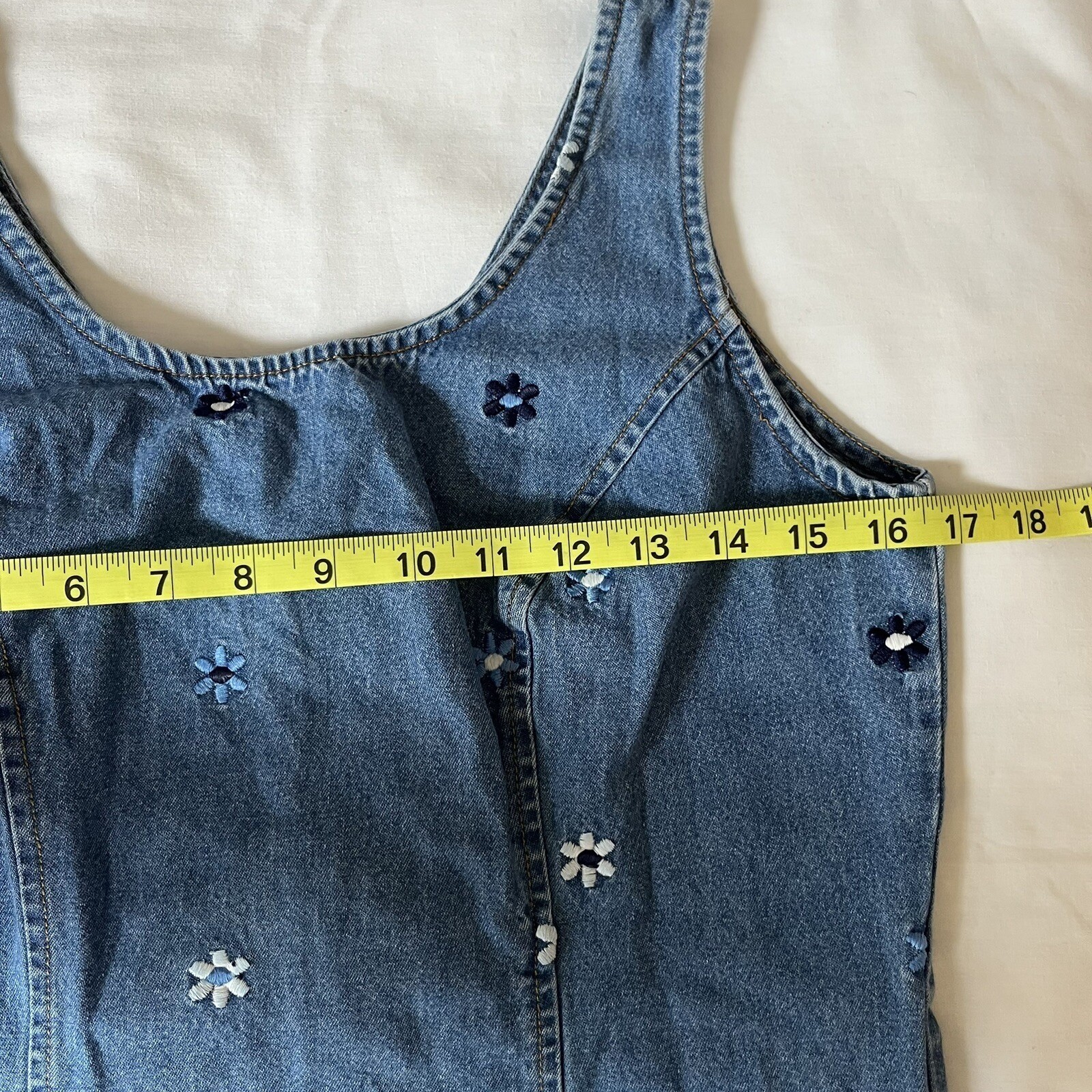 Vintage 90’s California Concepts Size 7 Denim Flower Dress Y2K Juniors Small