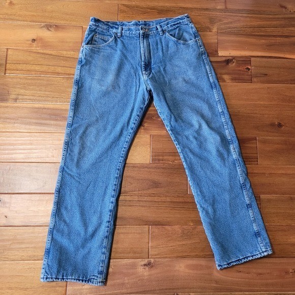 Wrangler Rugged Mens 36×32 Wear Fleece Lined Denim Jeans Made in Mexico Vintage