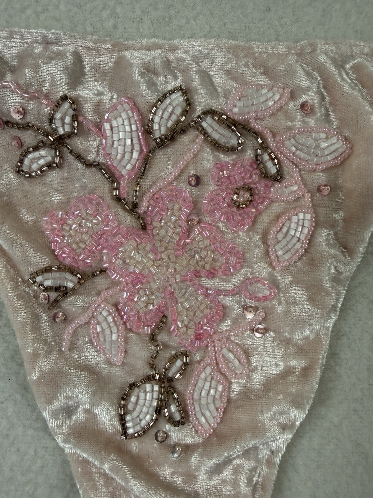 Vtg 90s Y2K Express Panties Beaded Velvet G-String Med