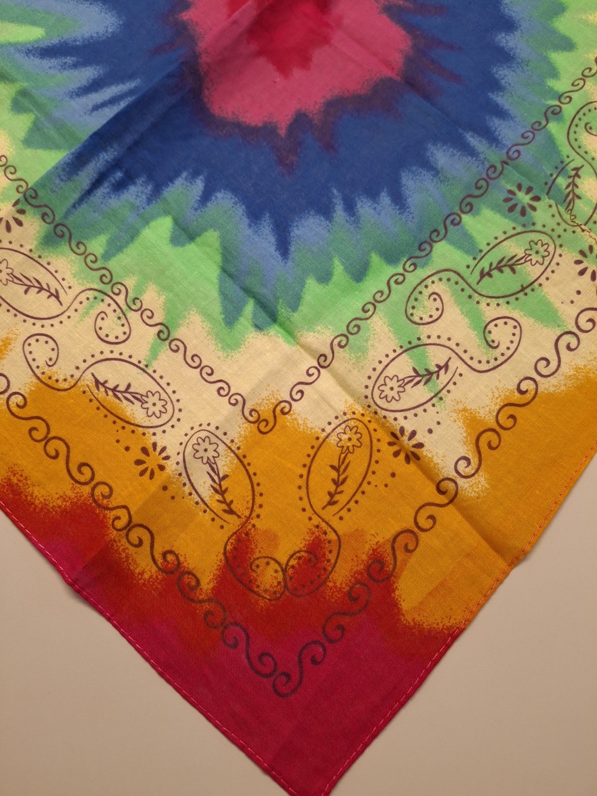 Vintage Multi-Color Bandana Made In Germany 100% Cotton Western Hankie