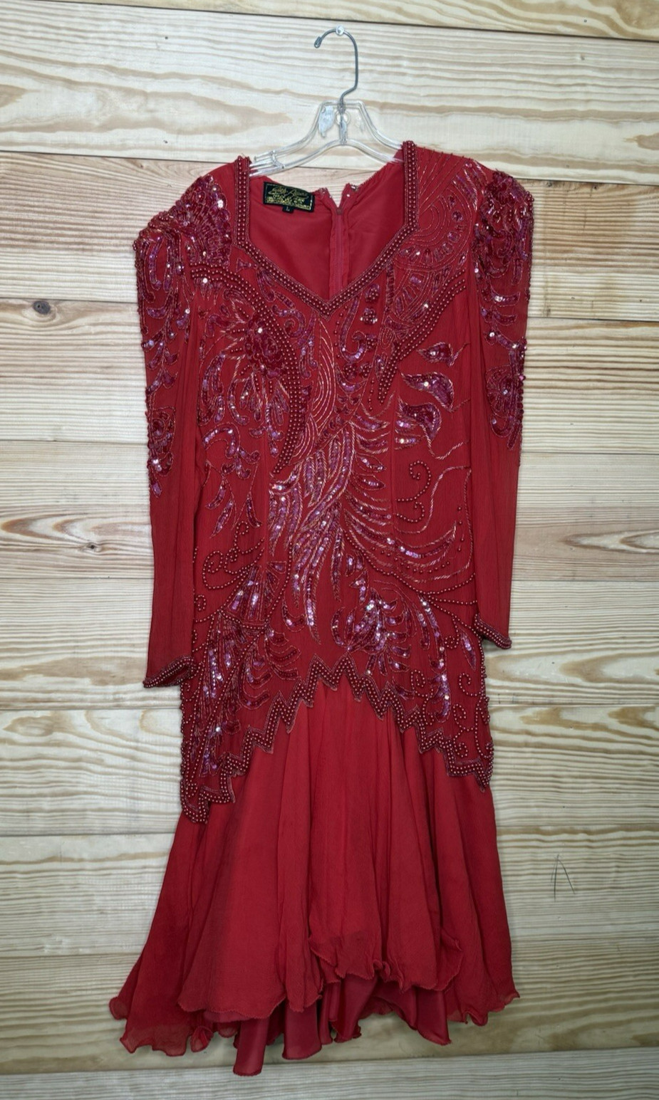 VTG Eves Allure Sequin Pure Silk Cocktail Dress Size L Bollywood Fairy Women’s