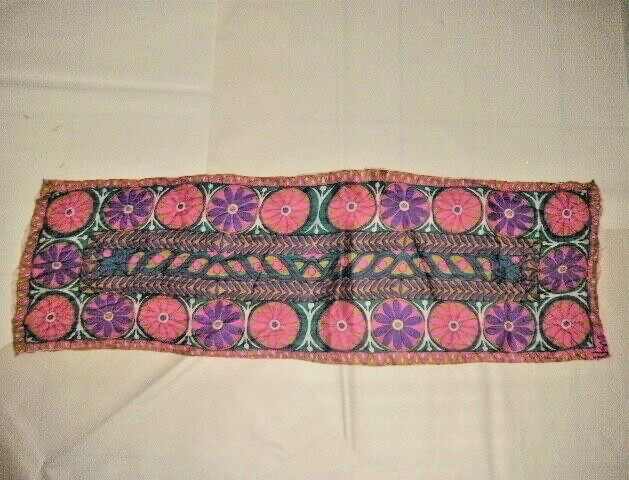 UENA SILK SCARF 1970’S PINK FLOWER POWER PURPLE GREEN GOLD CLOTHING ACCESSORY