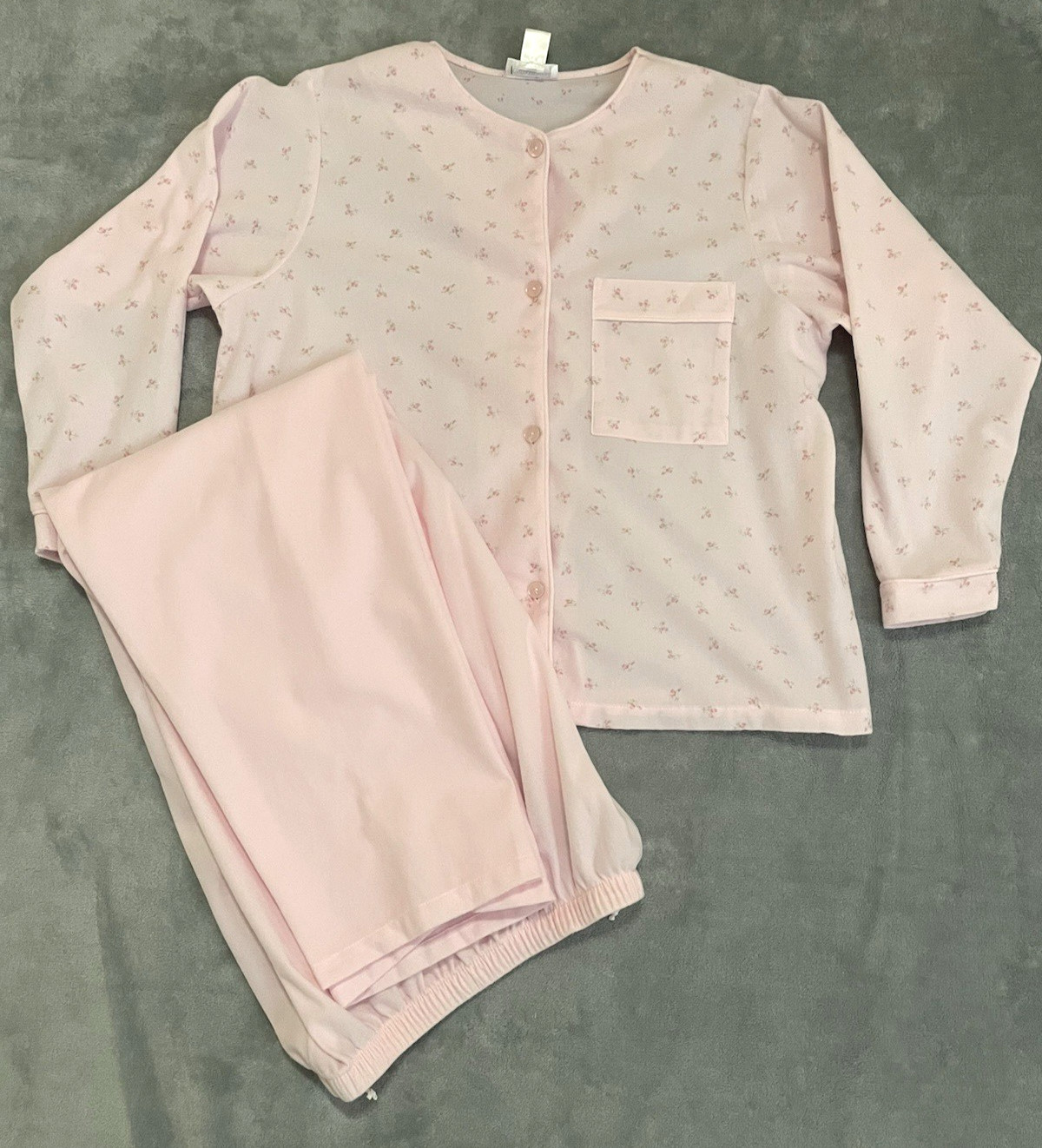 Fundamentals Woman Pink Pajama Set 2 PC Floral Fleece Sears PJs Size M (10-12)