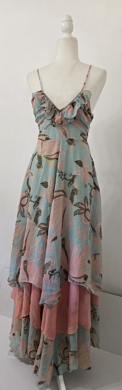 VTG H&M 2011 Gisele Bündchen Maxi Dress NWT 6 Boho Peacock Floral Silk Feel Rare