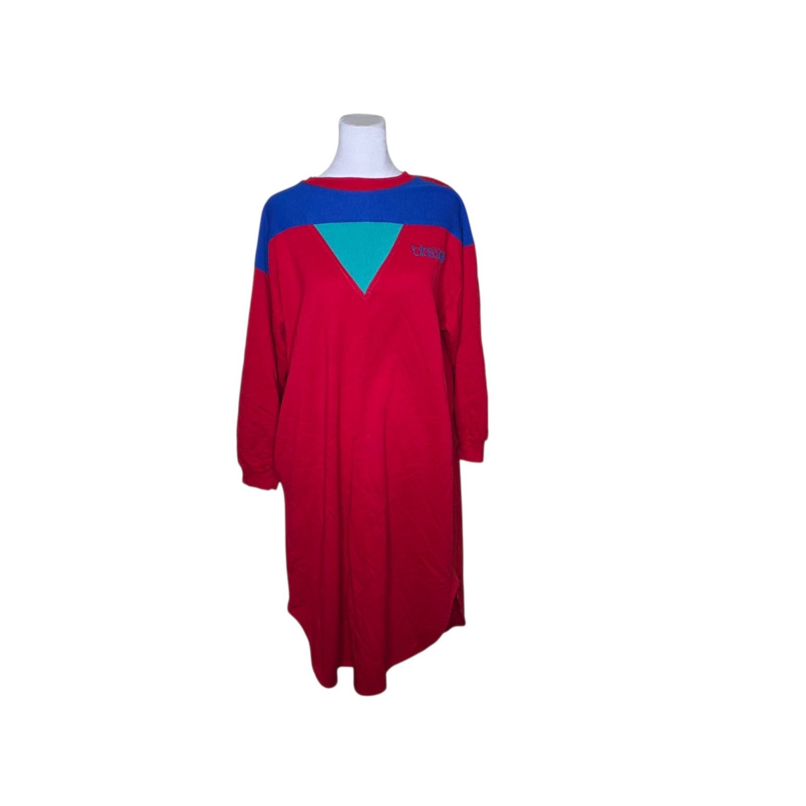 Vintage 80s Bloomies Long Sleeve Long Fleece Winter Nightgown Womens Size XL Red