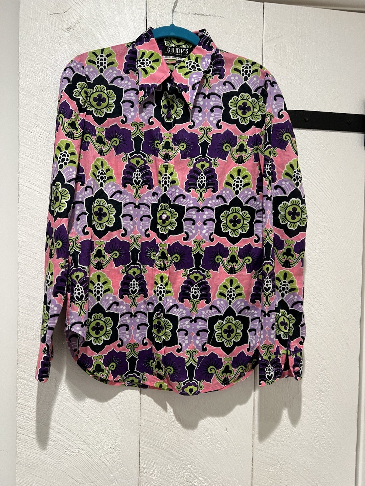 Vintage Gump’s San Francisco Women’s Multicolor Patterned Blouse Button Down 10