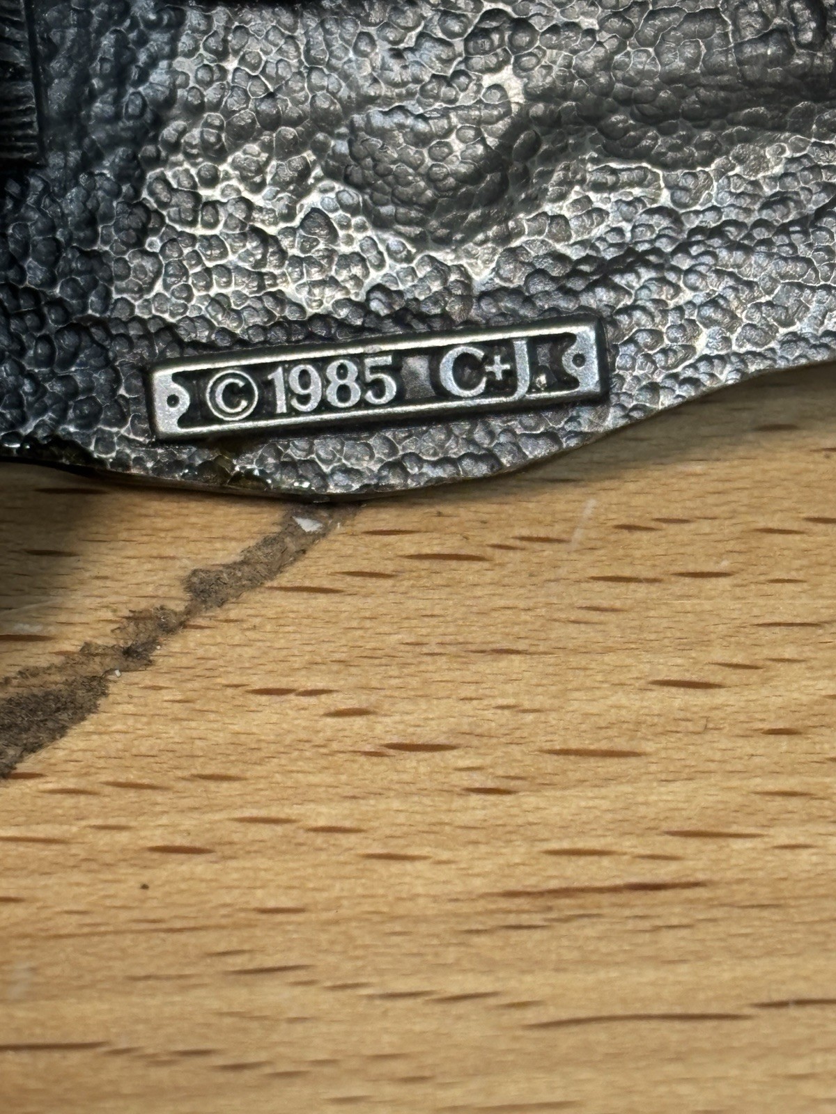 Vintage 1985 C&J America’s Firefighters Belt Buckle Enameled Leather Embossed