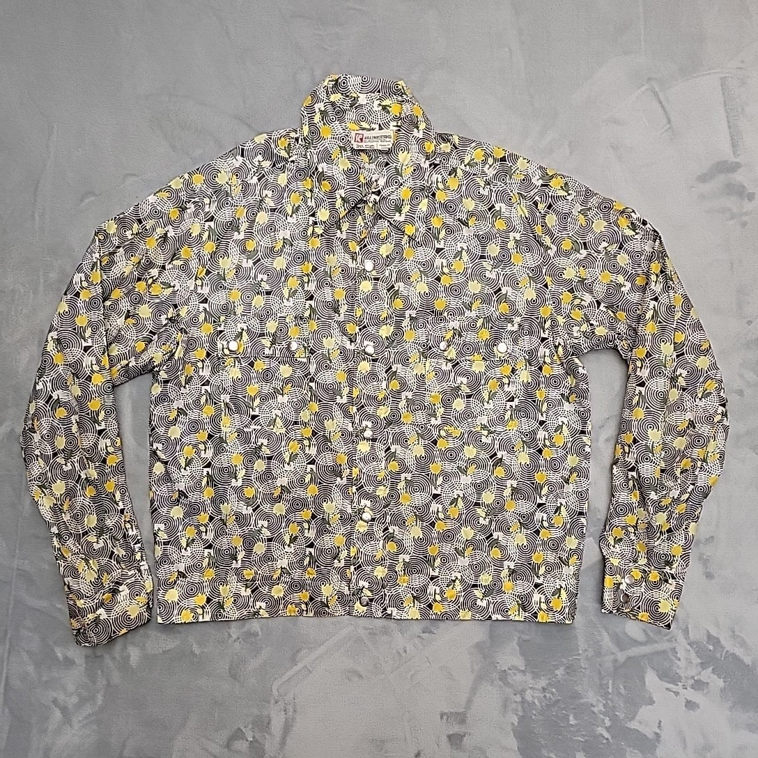 Vintage Saska Parrot Shirt Men M Psychedelic Mod Geometric Disco Japan Nylon Ski