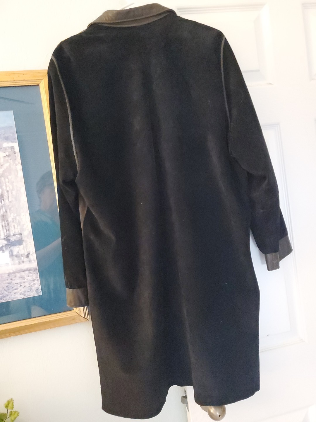 Philippe Vallereuil Vintage 80’s Black Leather Coat Black Brown France Hippy