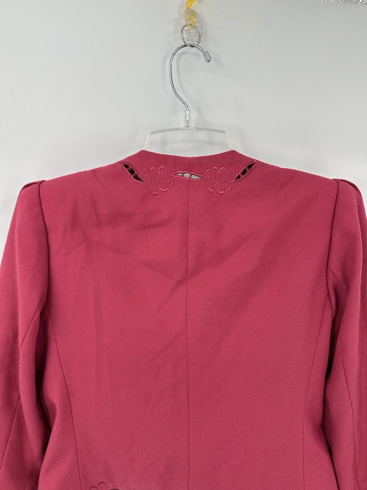 vintage 80s COTTAGECORE PINK BLAZER jacket embroidered romantic retro prairie