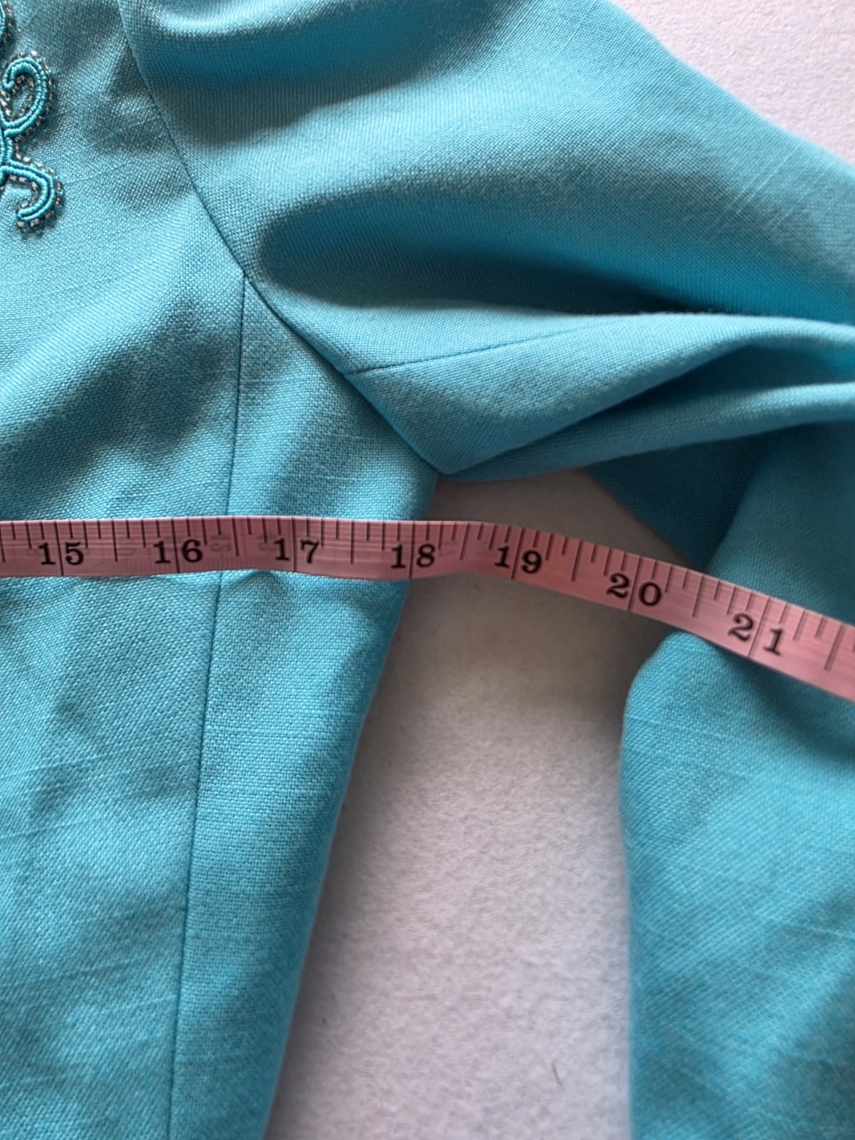 Nolan Miller Aqua Embroidered Blazer Size 8