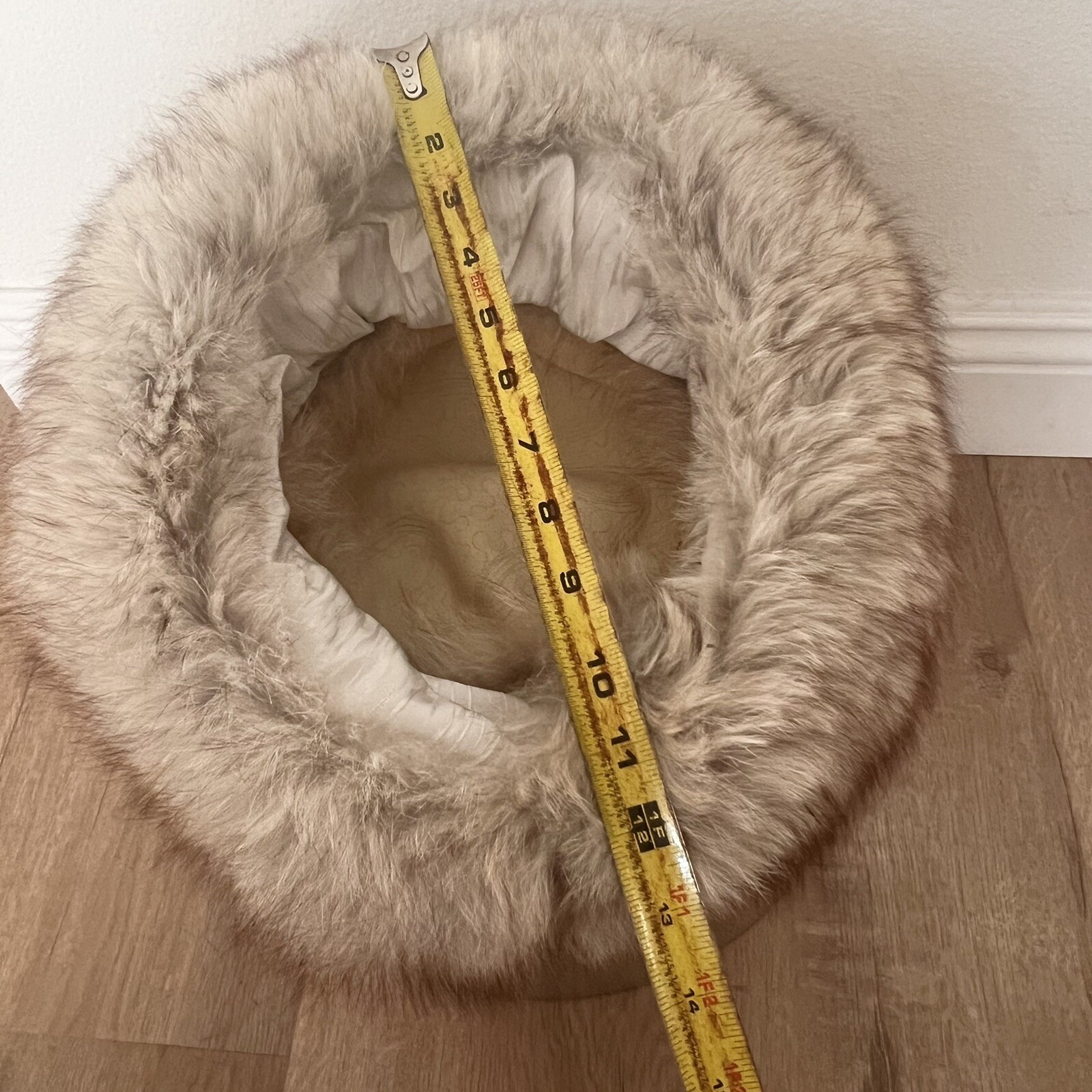 Vtg 1950s Julius Garfinckel & Co. Cream Color Fox Fur Embroidered Formal Hat