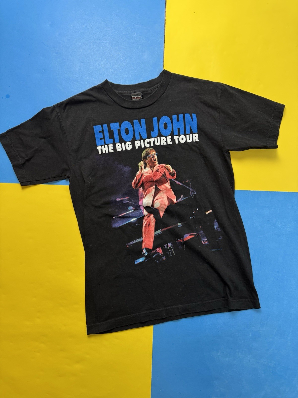 Vintage 90s Elton John T Shirt The Big Picture Tour Piano 1997 Concert Medium