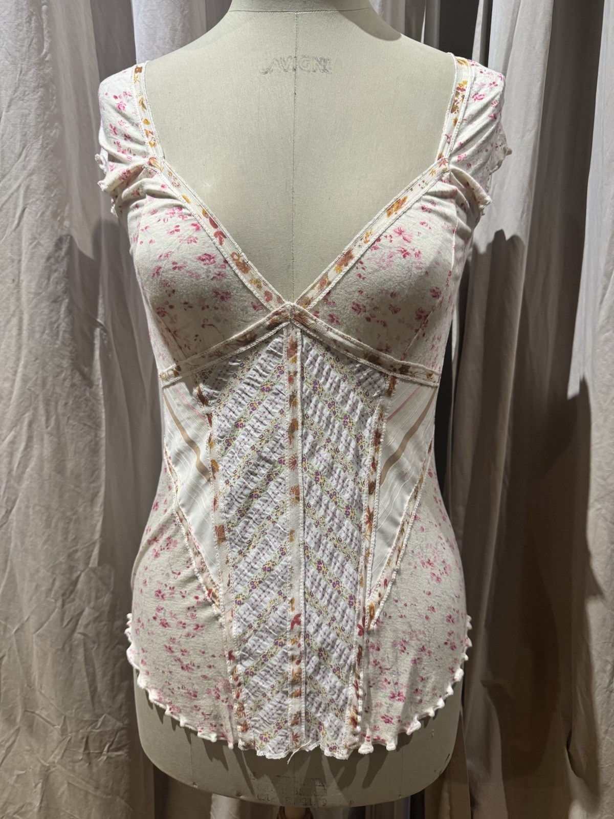 Vtg Ann Ferriday Patchwork Sweetheart Corset Top Rare One Off M