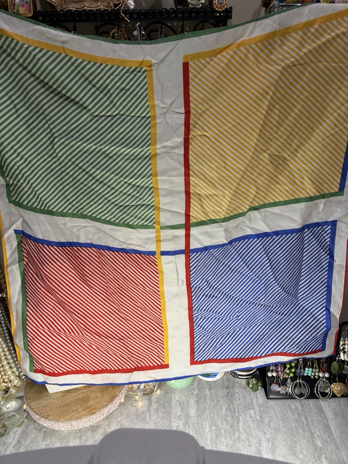 Vintage Geometric Scarf Color block Colorful Square Striped 25×25