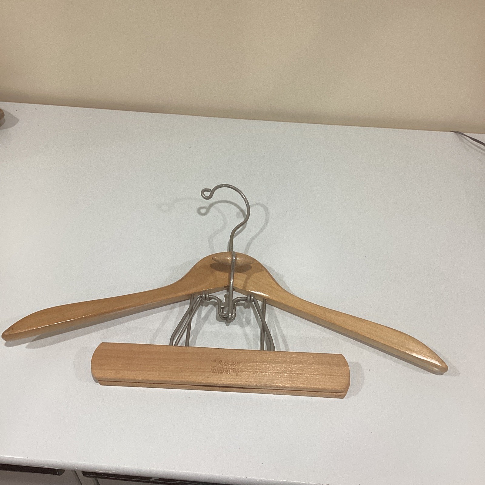 Vintage The Setwell Wooden Hanger For Suit & Pants 18”