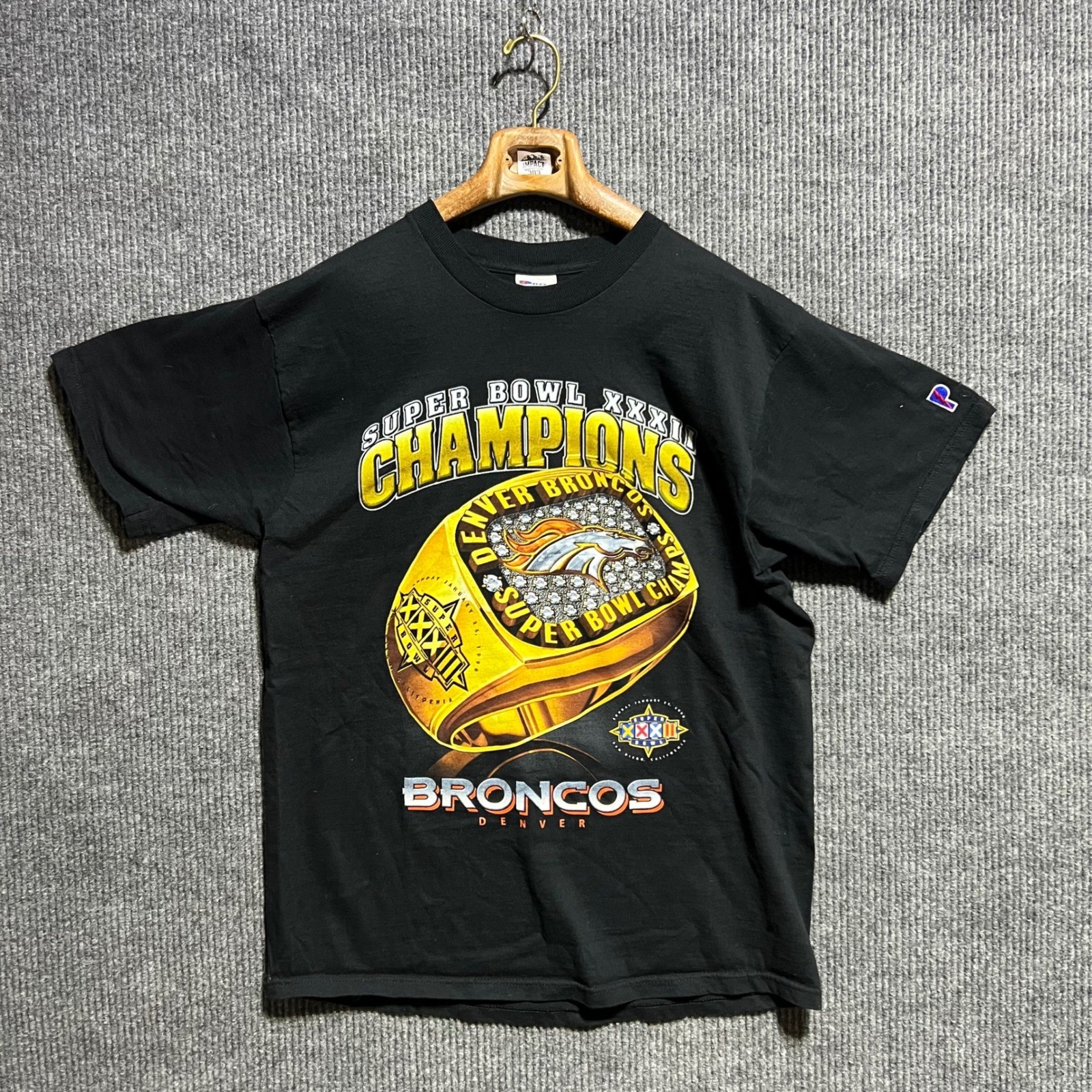 Vintage Denver Broncos Pro Player T Shirt Mens Large Black Super Bowl Champions