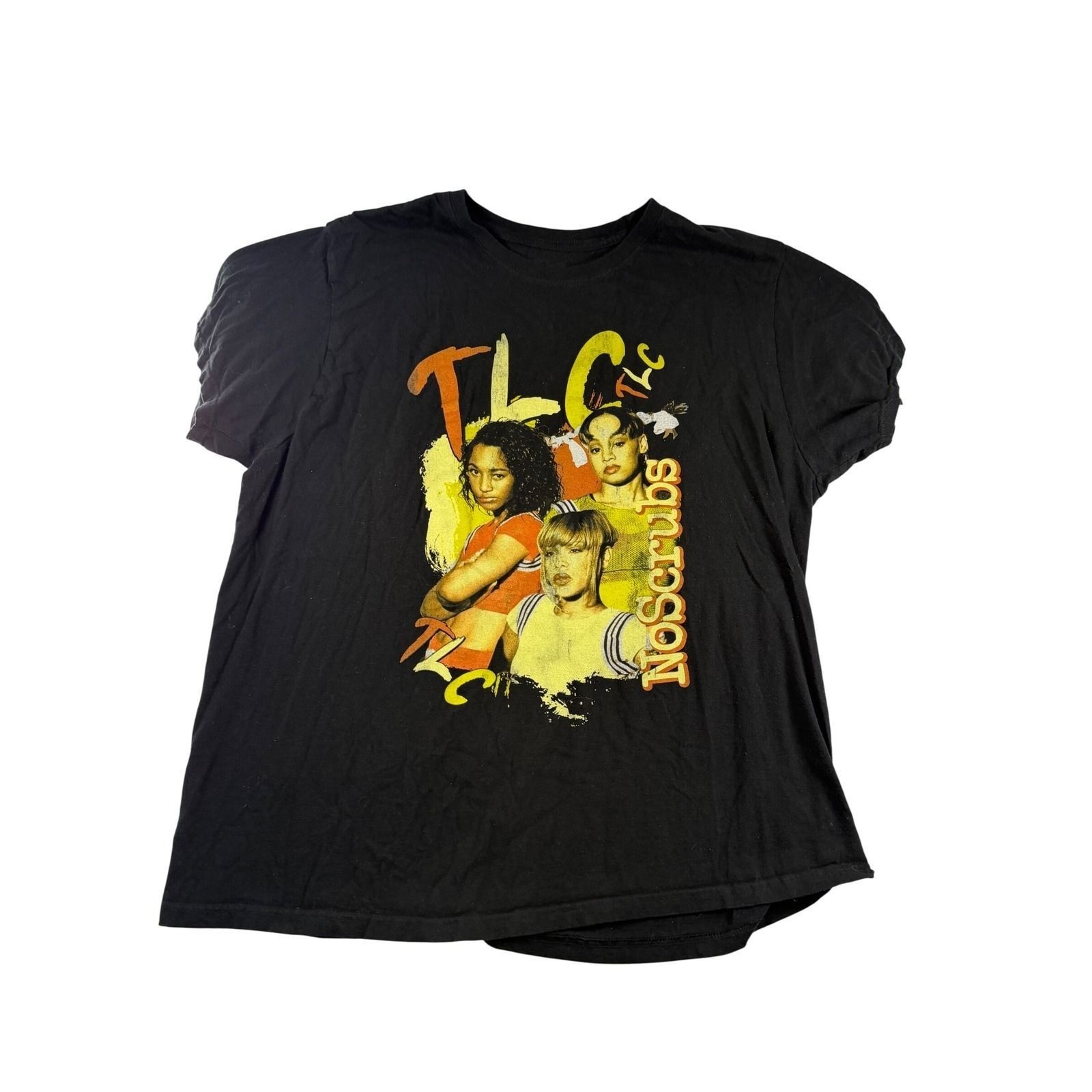 TLC No Scrubs Graphic T-Shirt Black 90s R&B Hip Hop Streetwear Tee Large