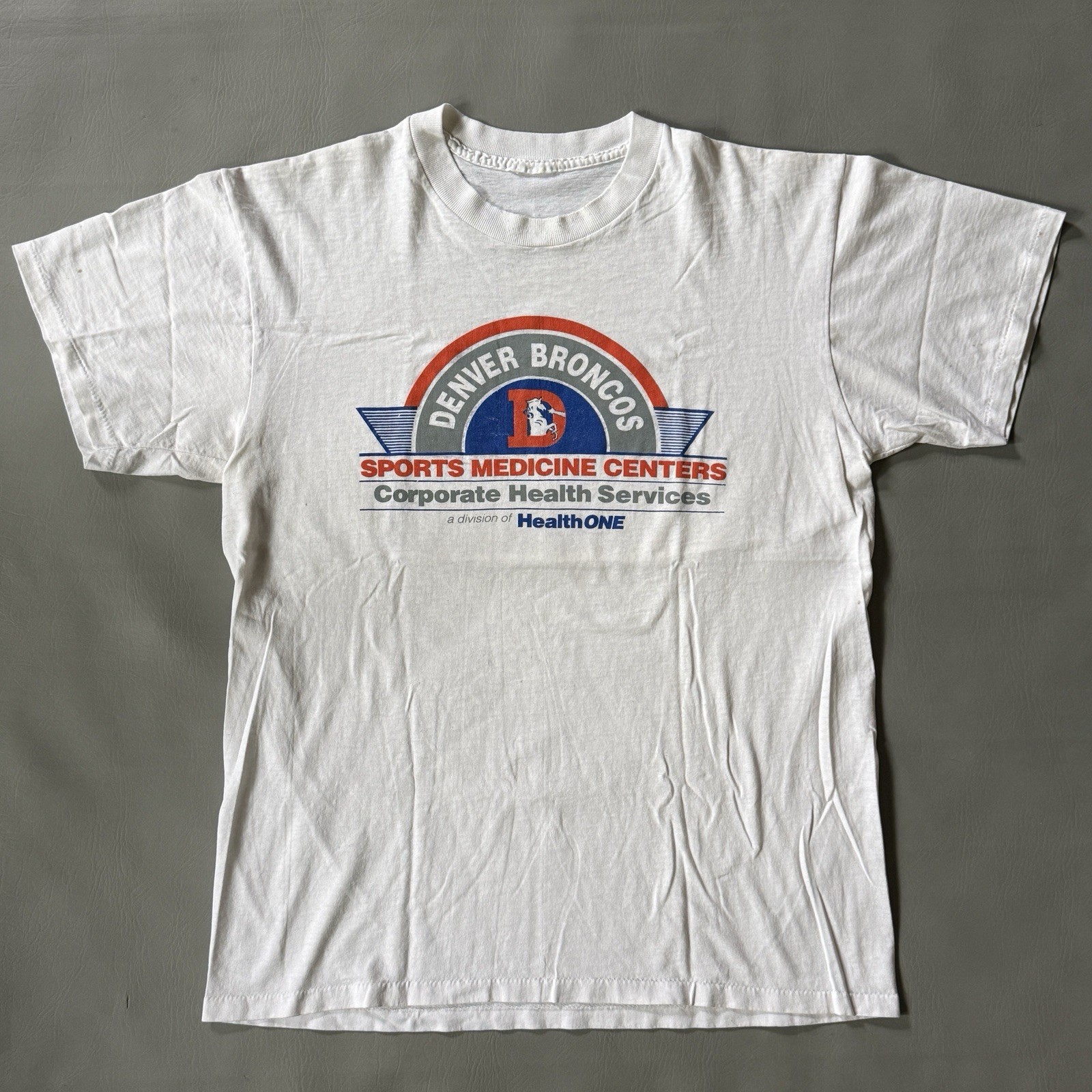 Vintage Early 90s Denver Broncos Sports Medicine Center T-Shirt Size Large White