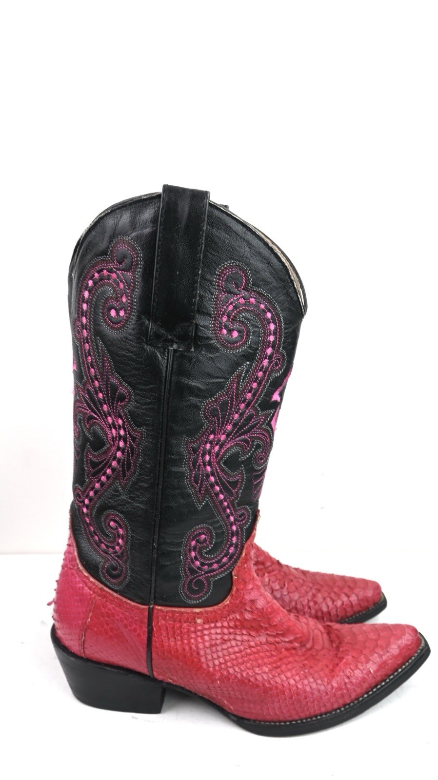 Vintage Circle G python /leather Cowboy Boots In black/hot pink size EU38/US7