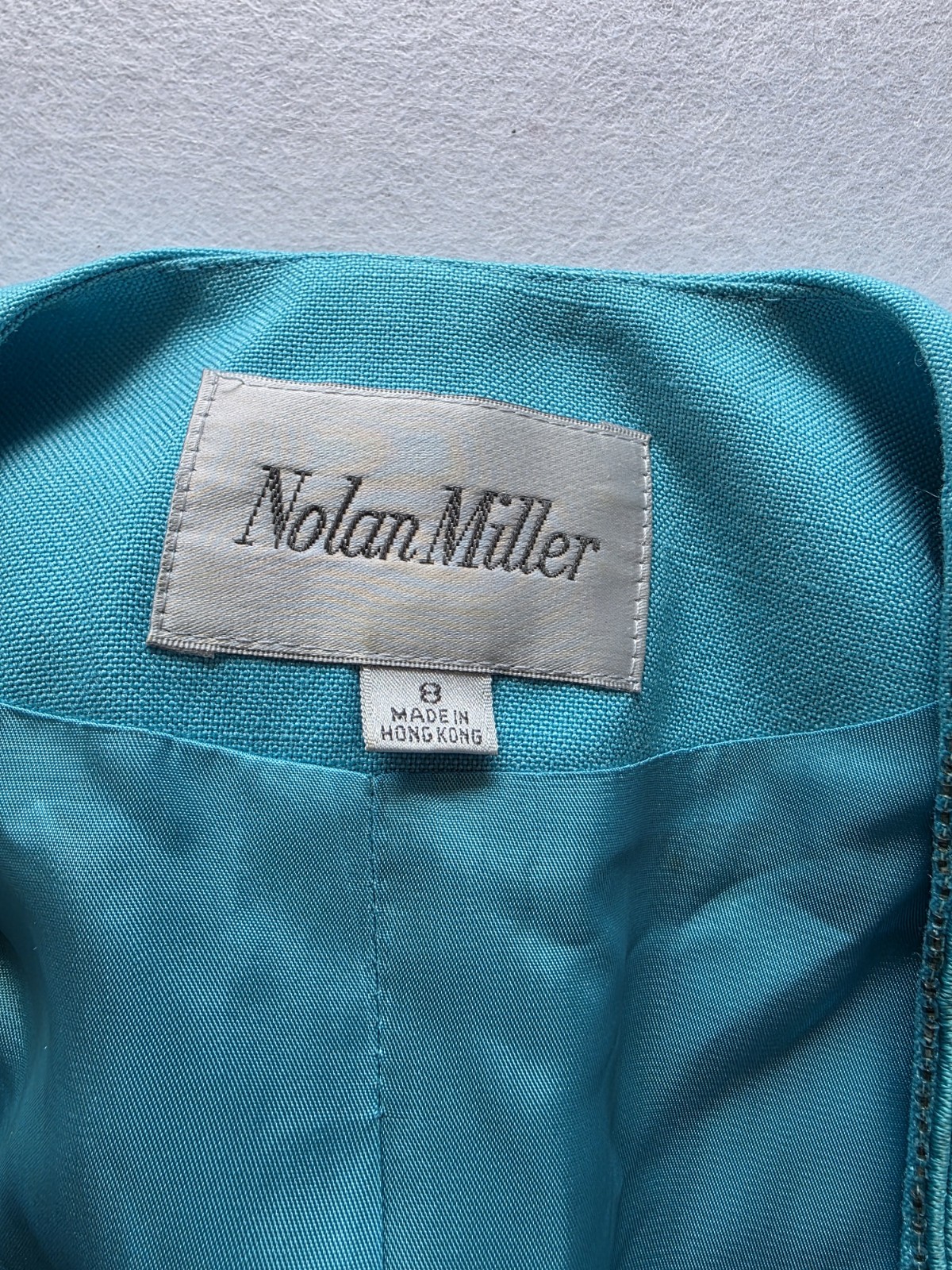 Nolan Miller Aqua Embroidered Blazer Size 8