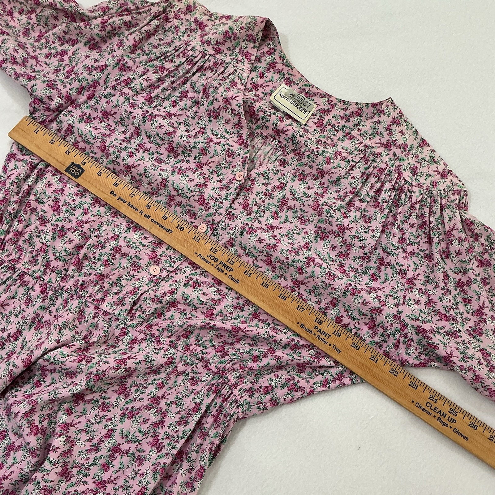 Karin Stevens Floral A-Line Dress 12 Cottagecore Vintage 90s Mom Union Made USA