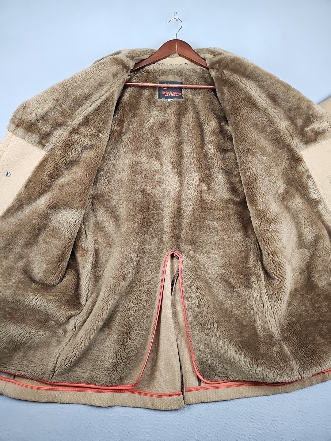 Vintage 70’s Richman Brothers Brown Polyester Men’s 38 REG Long Coat Jacket